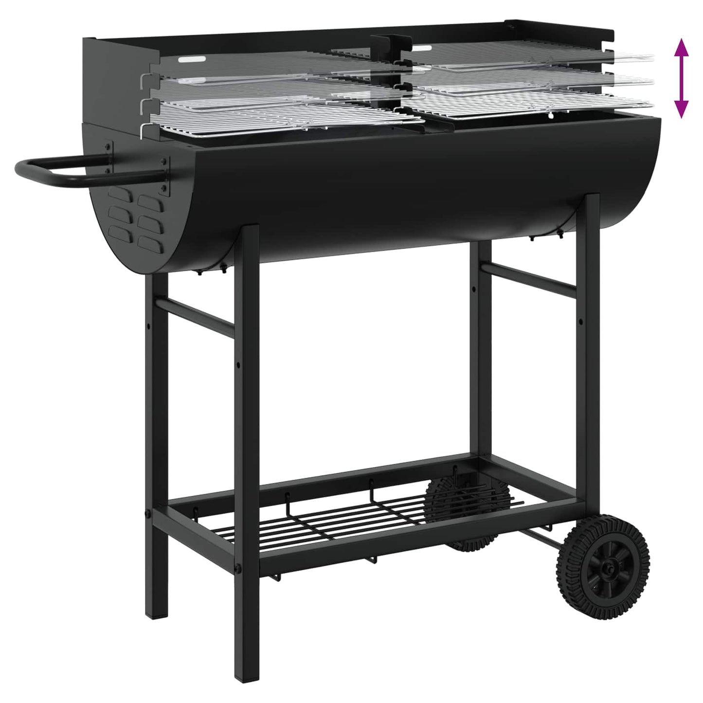 vidaXL Charcoal grill 96.5 x 42.5 x 88.5 cm Black