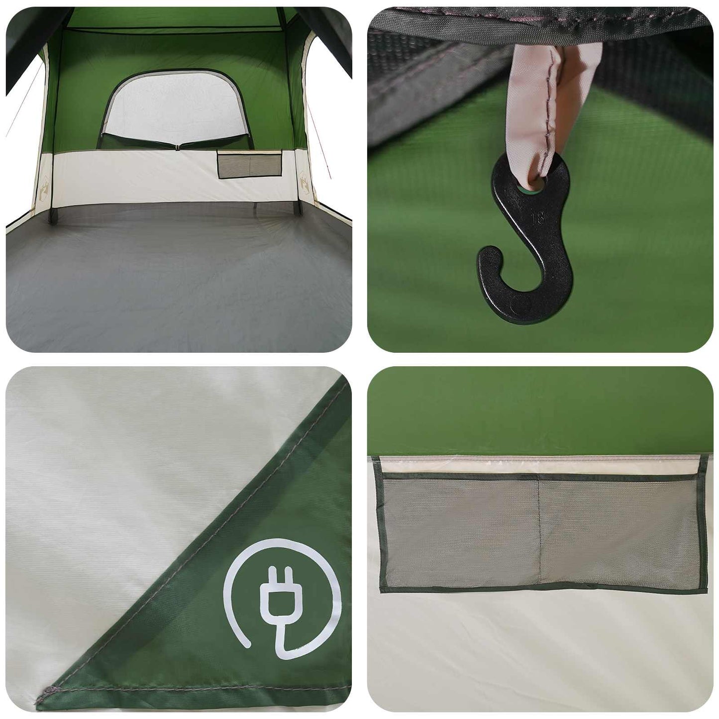 vidaXL Family Tent 6-Person Green Polyester - 320 x 210 x 180 cm