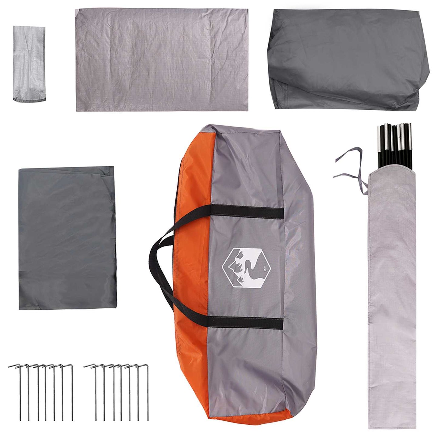 vidaXL Family Tent 6-Person Grey and Orange Polyester - 320 x 210 x 180 cm