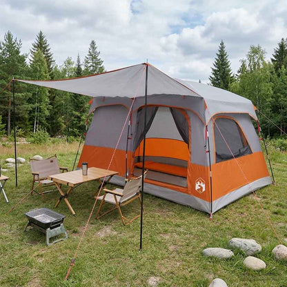 vidaXL Family Tent 6-Person Grey and Orange Polyester - 320 x 210 x 180 cm