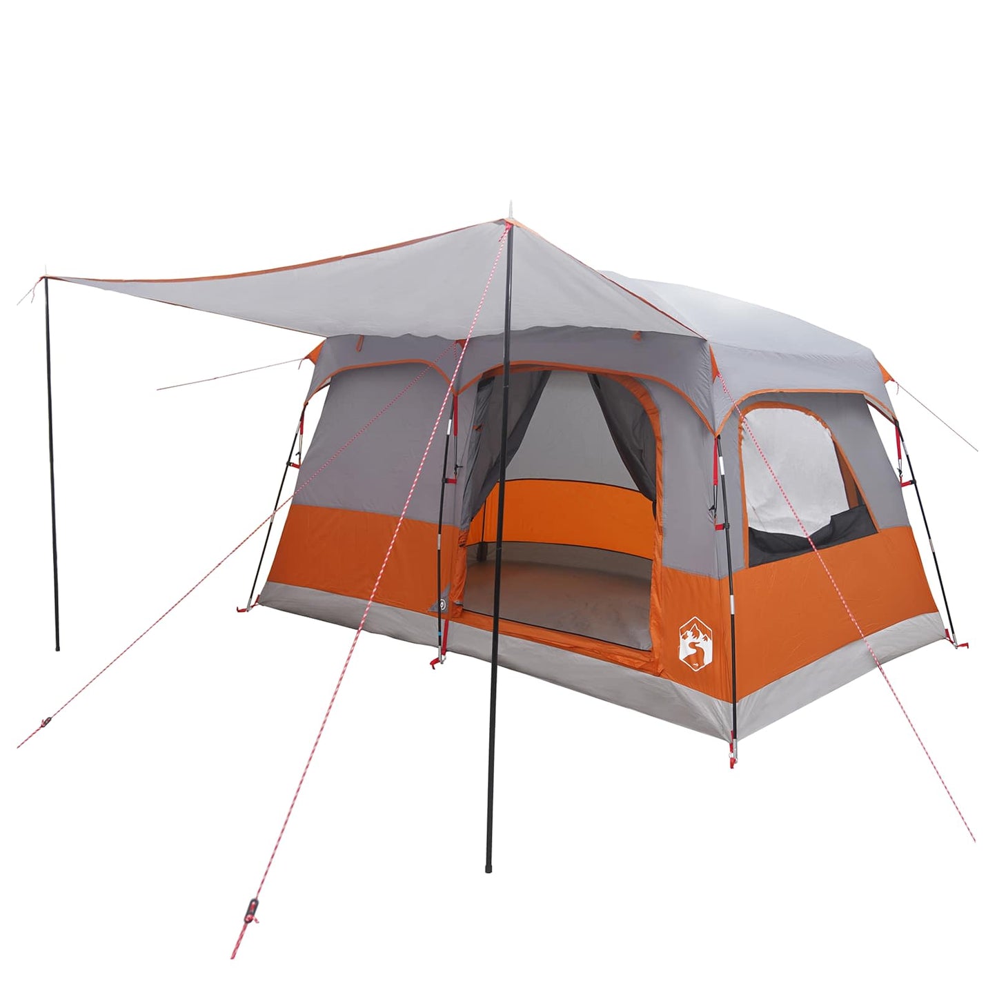 vidaXL Family Tent 6-Person Grey and Orange Polyester - 320 x 210 x 180 cm
