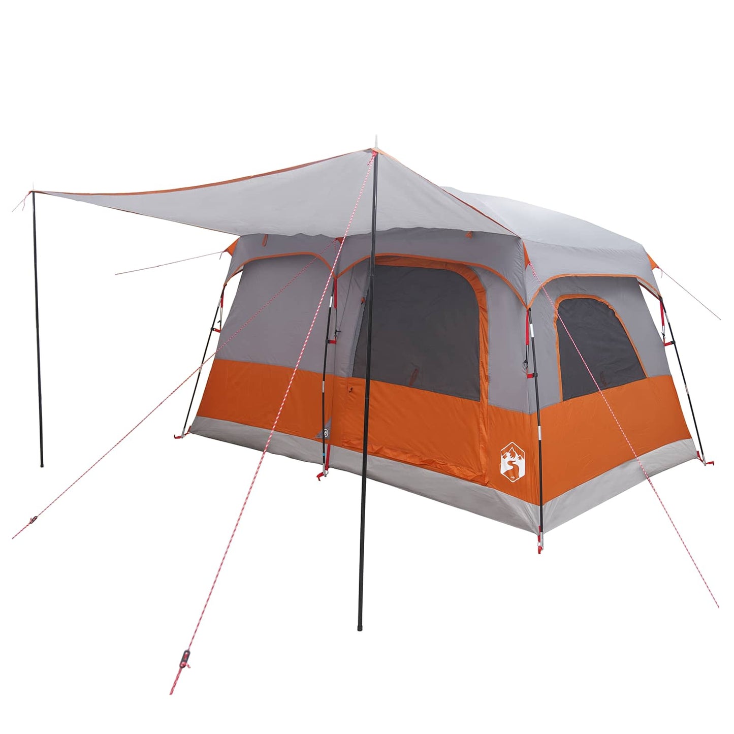 vidaXL Family Tent 6-Person Grey and Orange Polyester - 320 x 210 x 180 cm