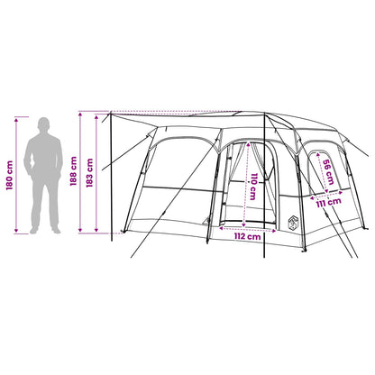 vidaXL Family Tent 6-Person Grey and Orange Polyester - 320 x 210 x 180 cm