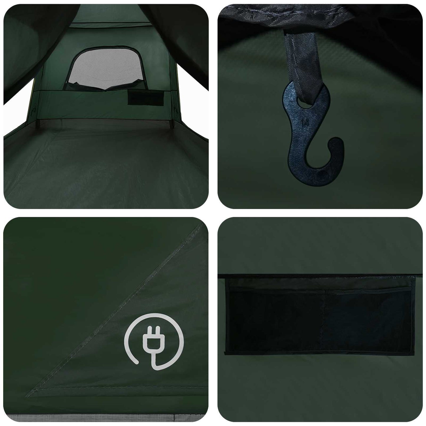 vidaXL Family Tent 6-Person Army Green Polyester - 320 x 210 x 180 cm