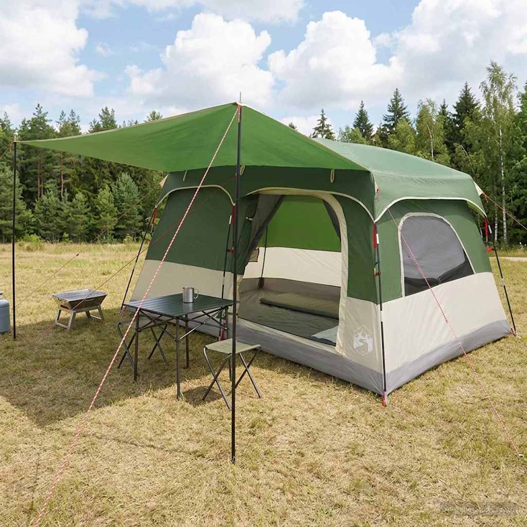 vidaXL Family Tent 8-Person Green Polyester - 380 x 260 x 190 cm