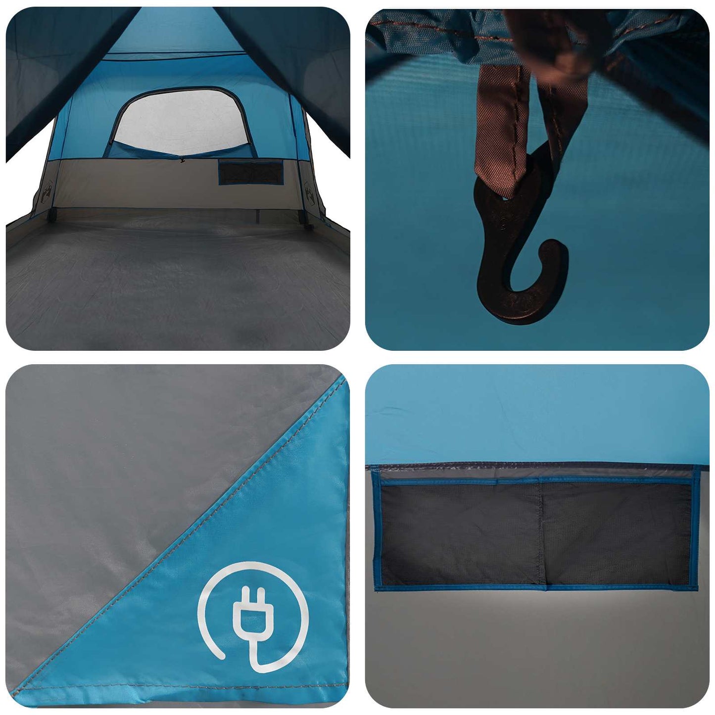 vidaXL Family Tent 8-Person Blue Polyester - 380 x 260 x 190 cm