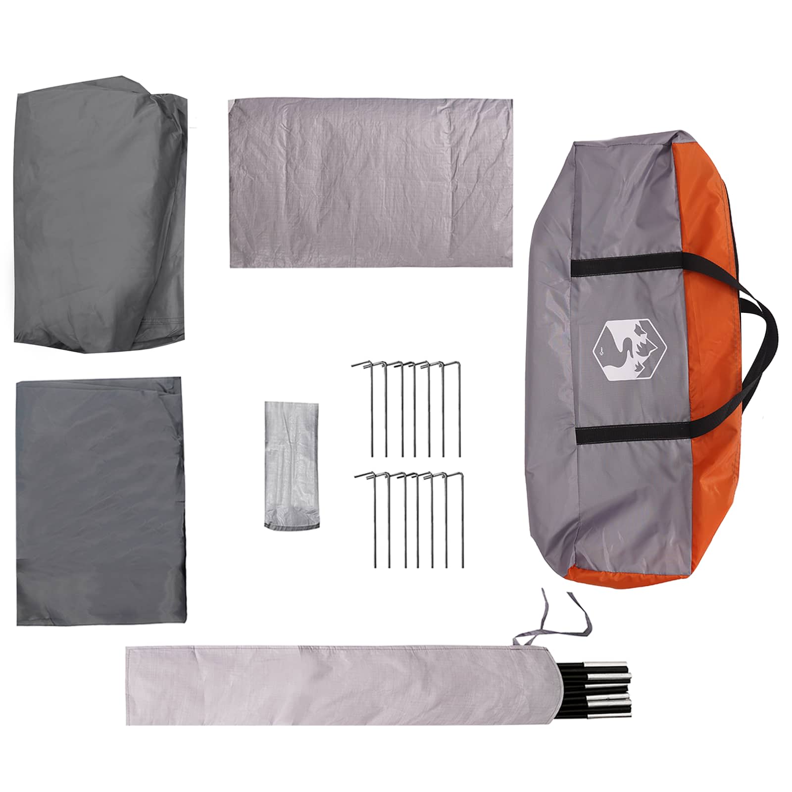 vidaXL Family Tent 8-Person Grey and Orange Polyester - 380 x 260 x 190 cm