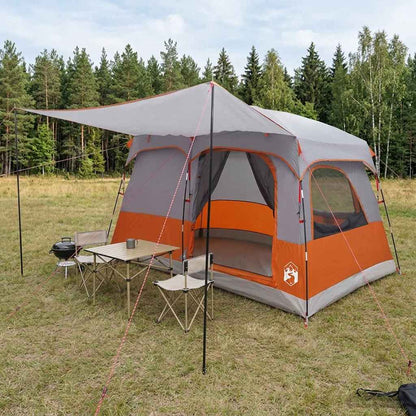 vidaXL Family Tent 8-Person Grey and Orange Polyester - 380 x 260 x 190 cm