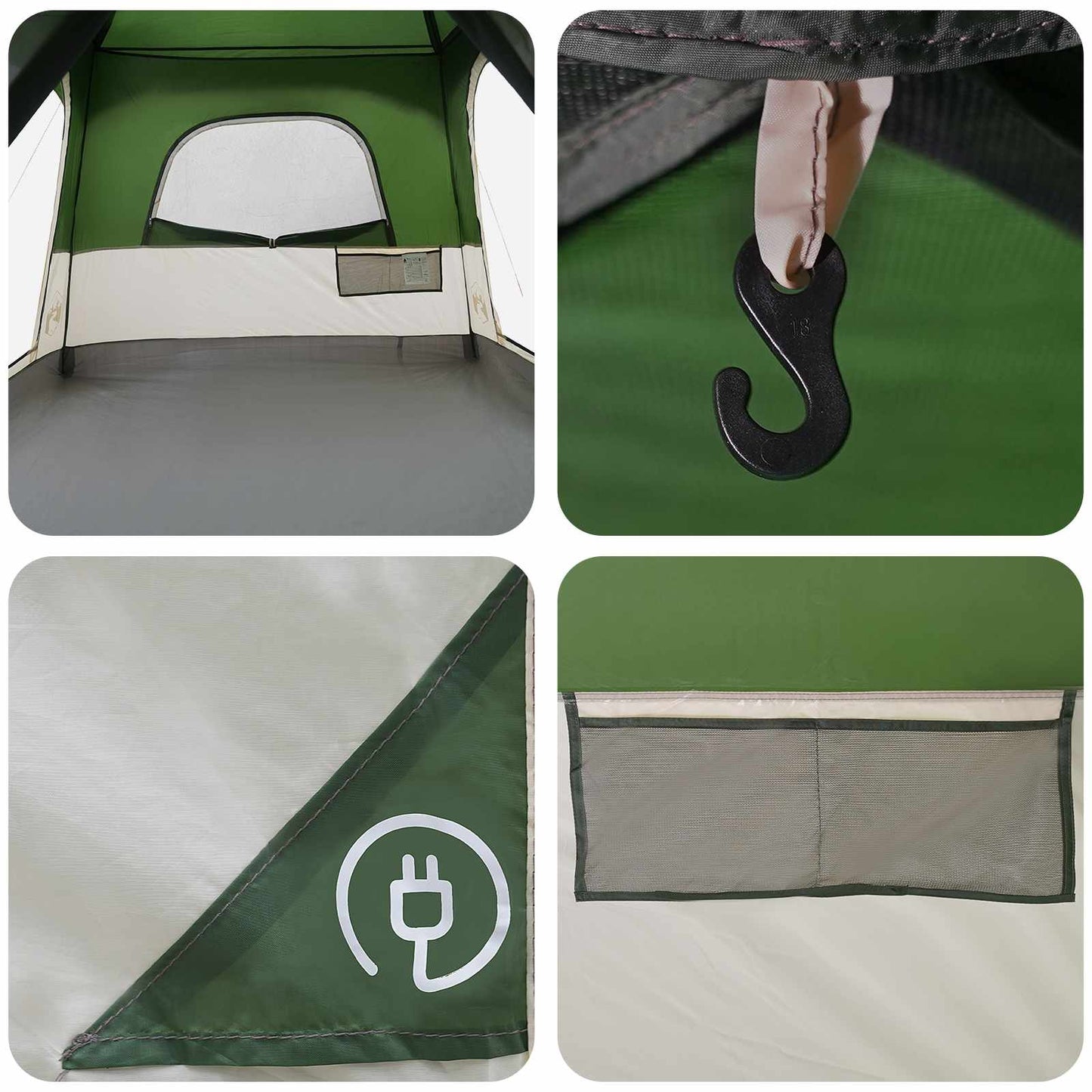 vidaXL Family Tent 10-Person Green Polyester and Steel - 420 x 305 x 200 cm