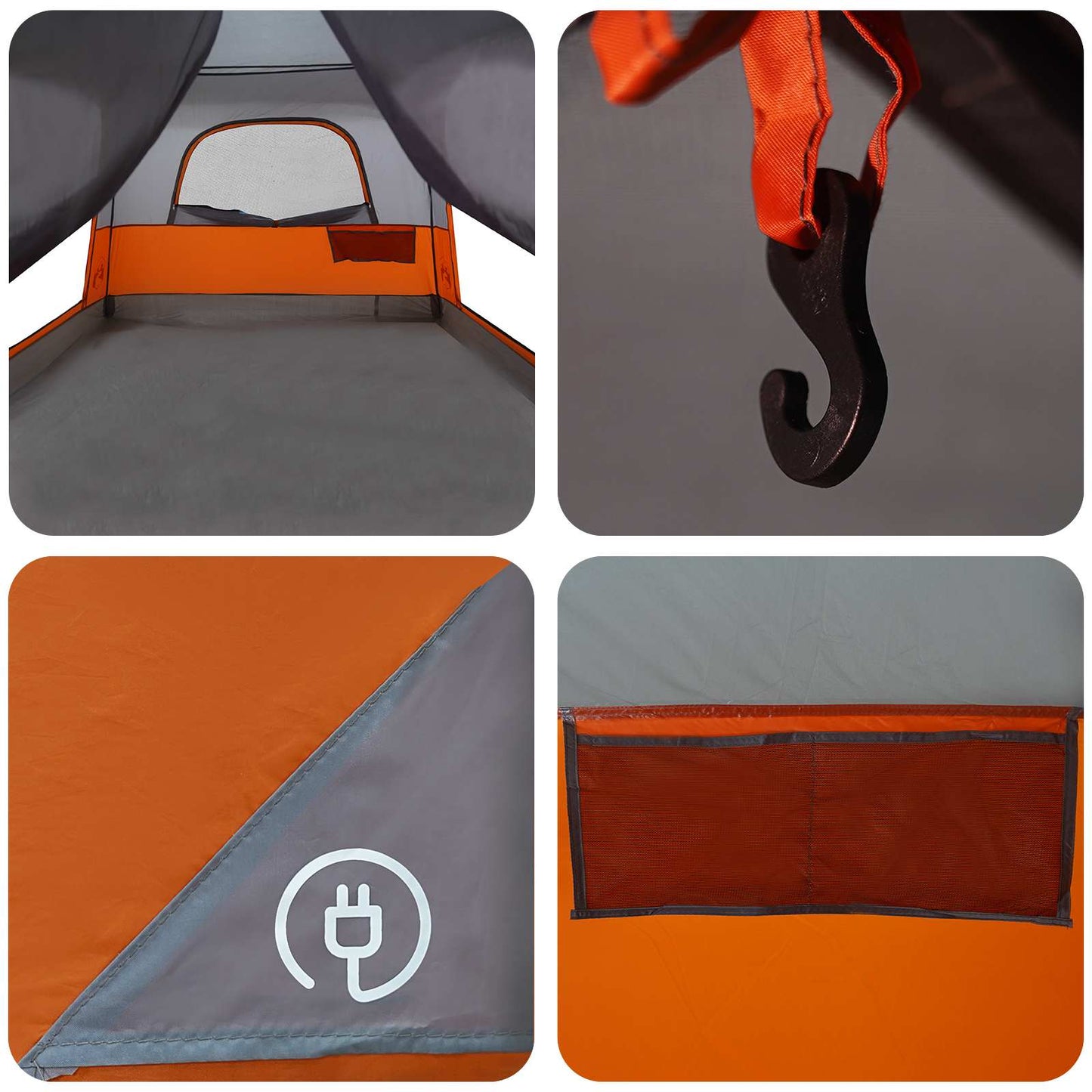 vidaXL Family Tent 10-Person Grey and Orange Polyester and Steel - 420 x 305 x 200 cm