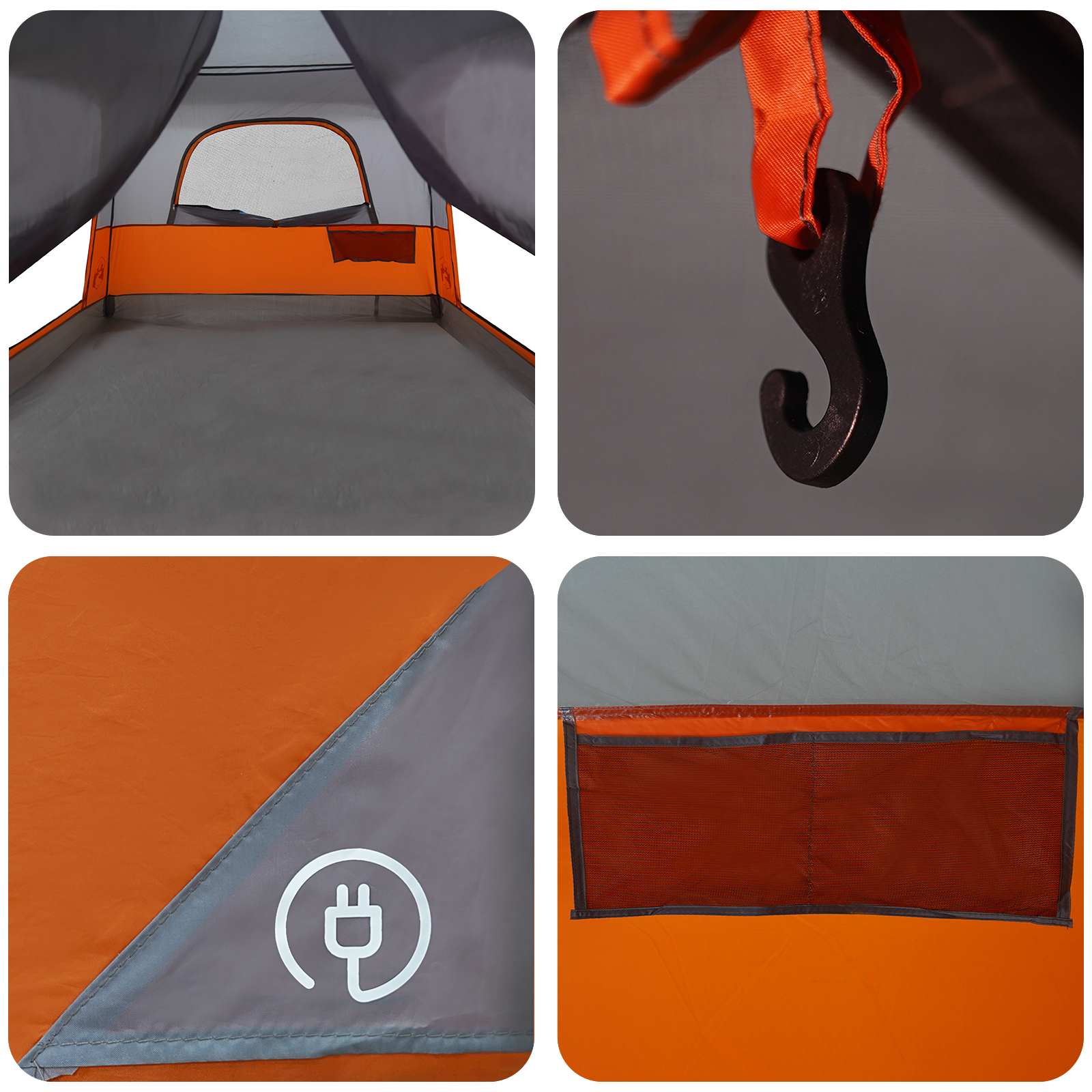 vidaXL Family Tent 10-Person Grey and Orange Polyester and Steel - 420 x 305 x 200 cm