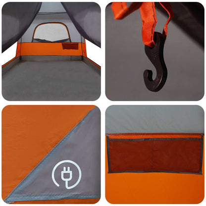 vidaXL Family Tent 10-Person Grey and Orange Polyester and Steel - 420 x 305 x 200 cm