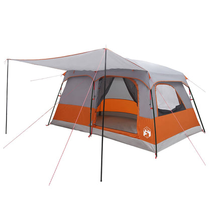 vidaXL Family Tent 10-Person Grey and Orange Polyester and Steel - 420 x 305 x 200 cm