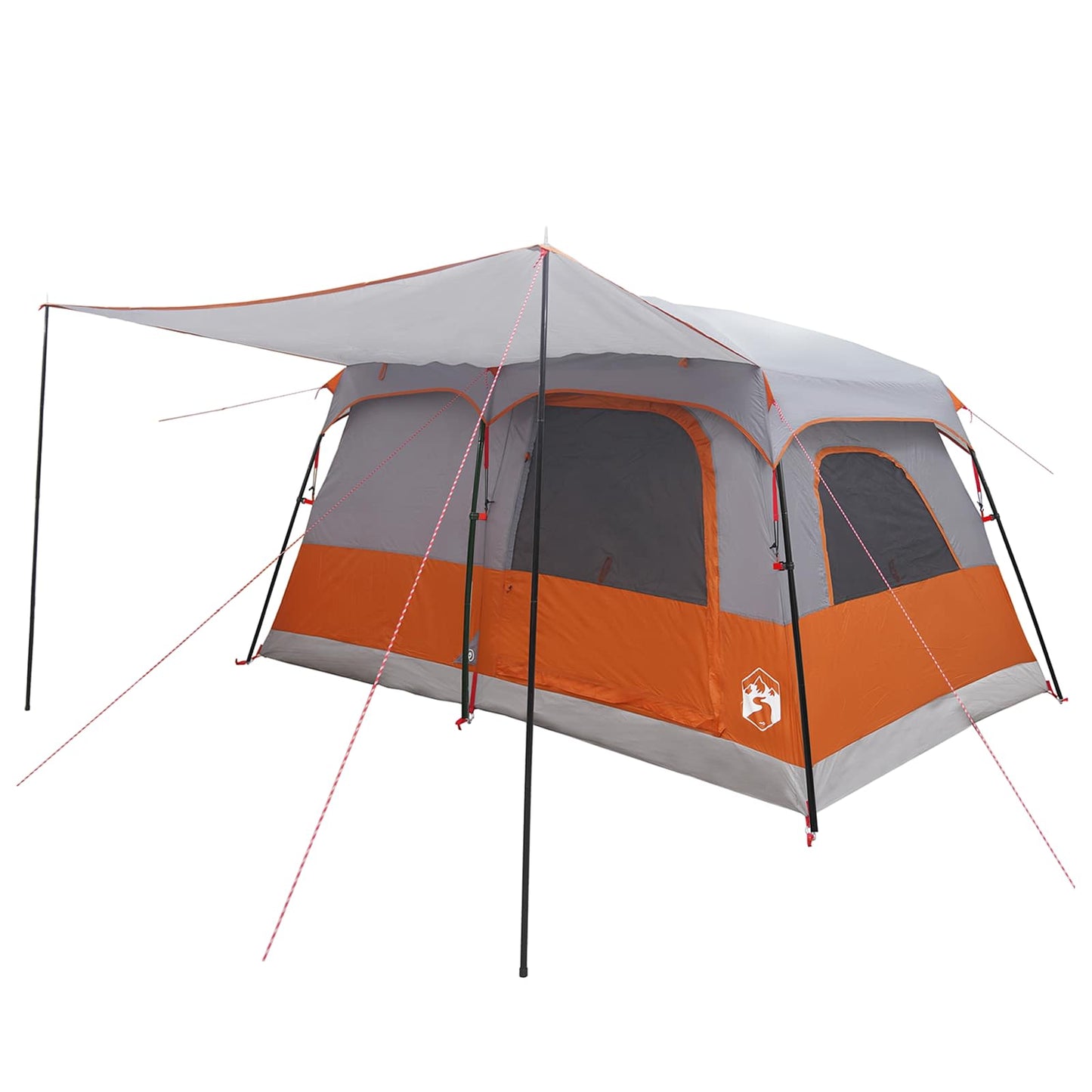 vidaXL Family Tent 10-Person Grey and Orange Polyester and Steel - 420 x 305 x 200 cm