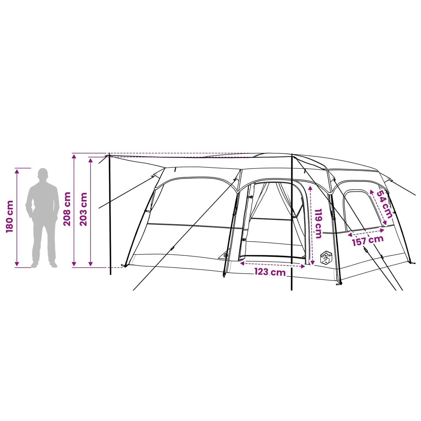 vidaXL Family Tent 10-Person Grey and Orange Polyester and Steel - 420 x 305 x 200 cm