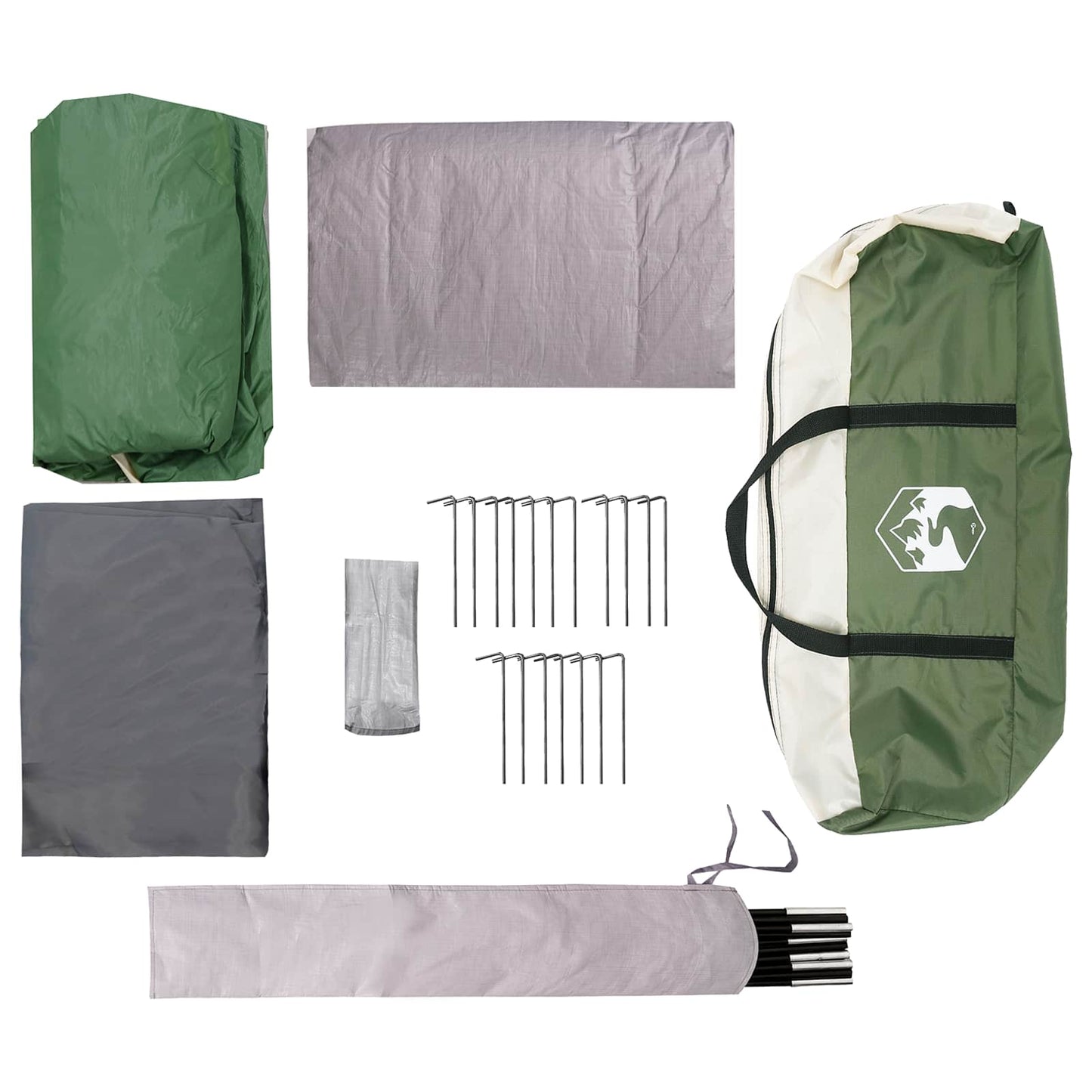 vidaXL Family Tent 14-Person Green Polyester and Steel - 500 x 400 x 230 cm