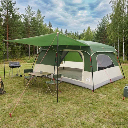 vidaXL Family Tent 14-Person Green Polyester and Steel - 500 x 400 x 230 cm