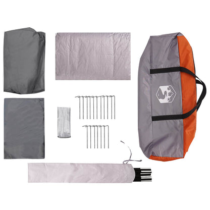 vidaXL Family Tent 14-Person Grey and Orange Polyester and Steel - 500 x 400 x 230 cm