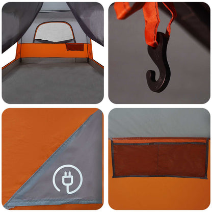 vidaXL Family Tent 14-Person Grey and Orange Polyester and Steel - 500 x 400 x 230 cm