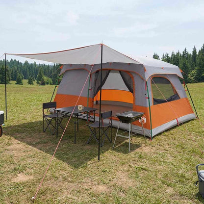 vidaXL Family Tent 14-Person Grey and Orange Polyester and Steel - 500 x 400 x 230 cm