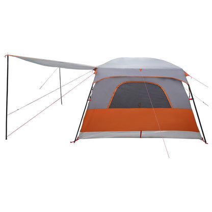 vidaXL Family Tent 14-Person Grey and Orange Polyester and Steel - 500 x 400 x 230 cm