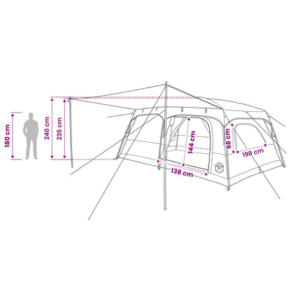 vidaXL Family Tent 14-Person Grey and Orange Polyester and Steel - 500 x 400 x 230 cm