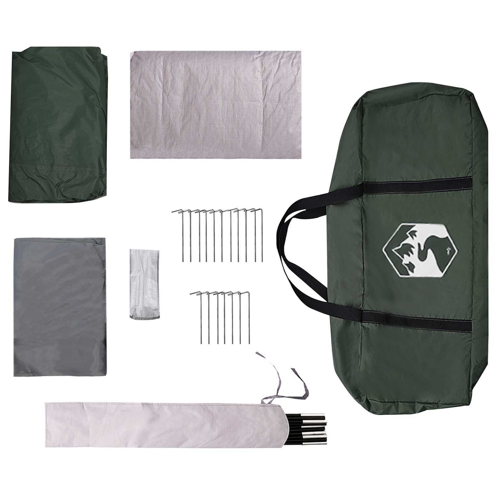 vidaXL Family Tent 14-Person Army Green Polyester and Steel - 500 x 400 x 230 cm