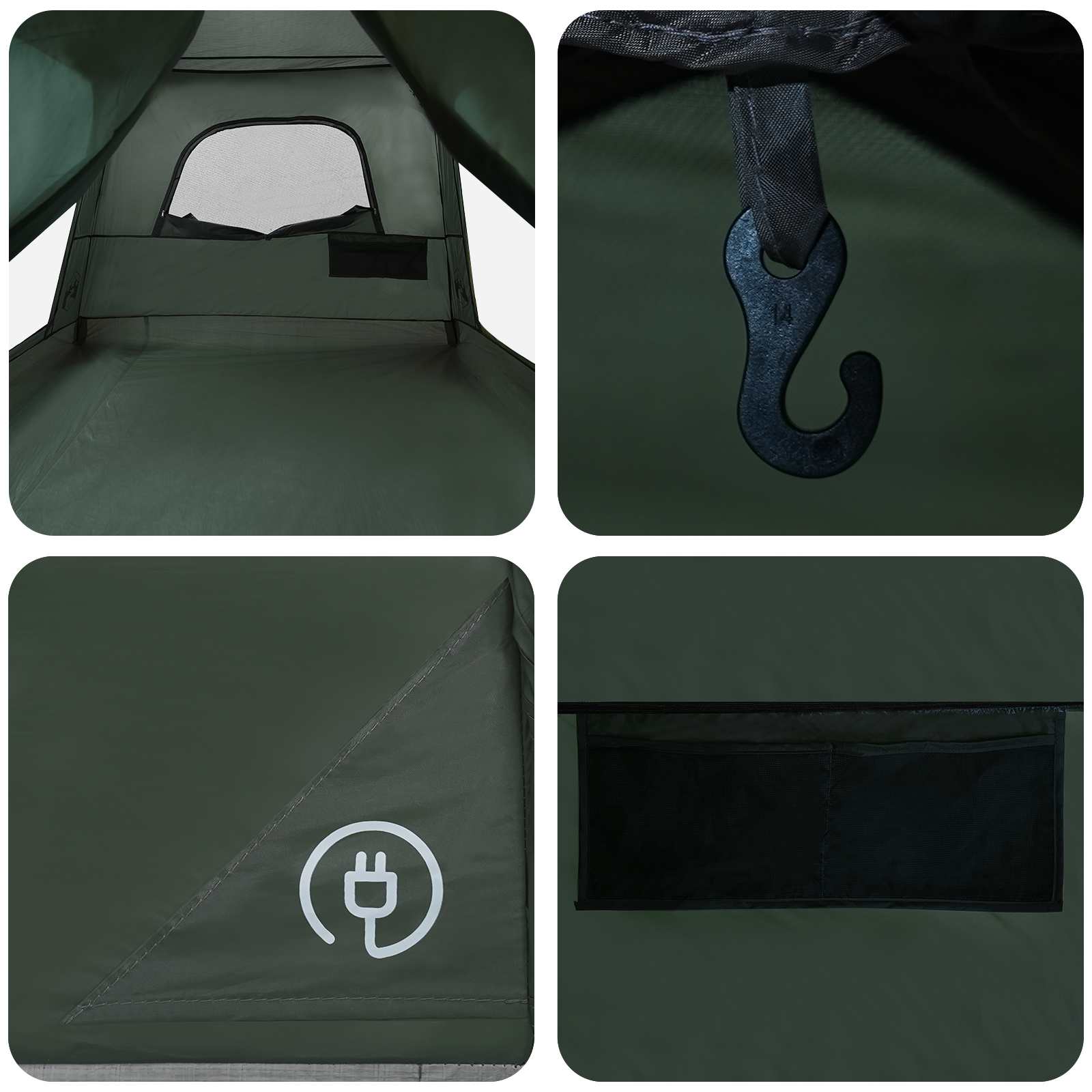 vidaXL Family Tent 14-Person Army Green Polyester and Steel - 500 x 400 x 230 cm