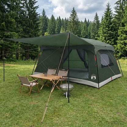 vidaXL Family Tent 14-Person Army Green Polyester and Steel - 500 x 400 x 230 cm
