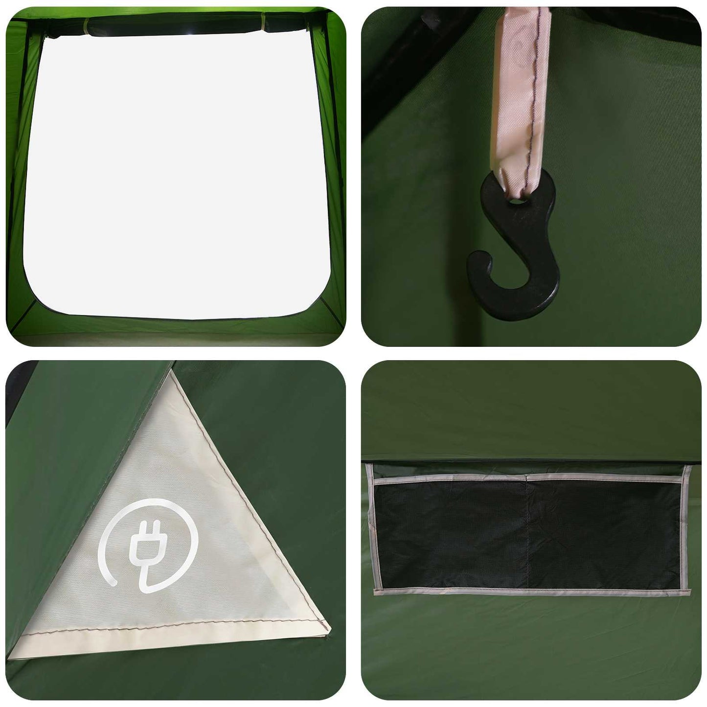 vidaXL Cabin Tent with Roof Green 210 x 210 x 138 cm Polyester