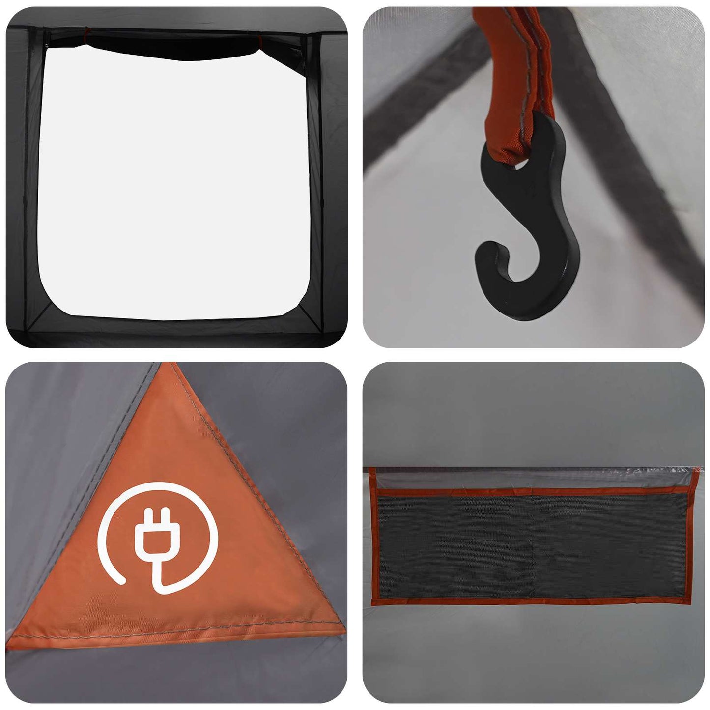 vidaXL Cabin Tent Grey and Orange 210 x 210 x 138 cm Polyester