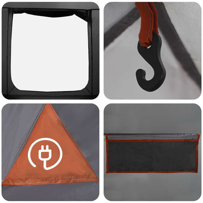 vidaXL Cabin Tent Grey and Orange 210 x 210 x 138 cm Polyester