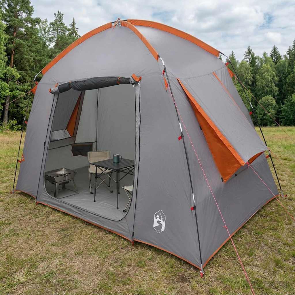vidaXL Cabin Tent Grey and Orange 210 x 210 x 138 cm Polyester