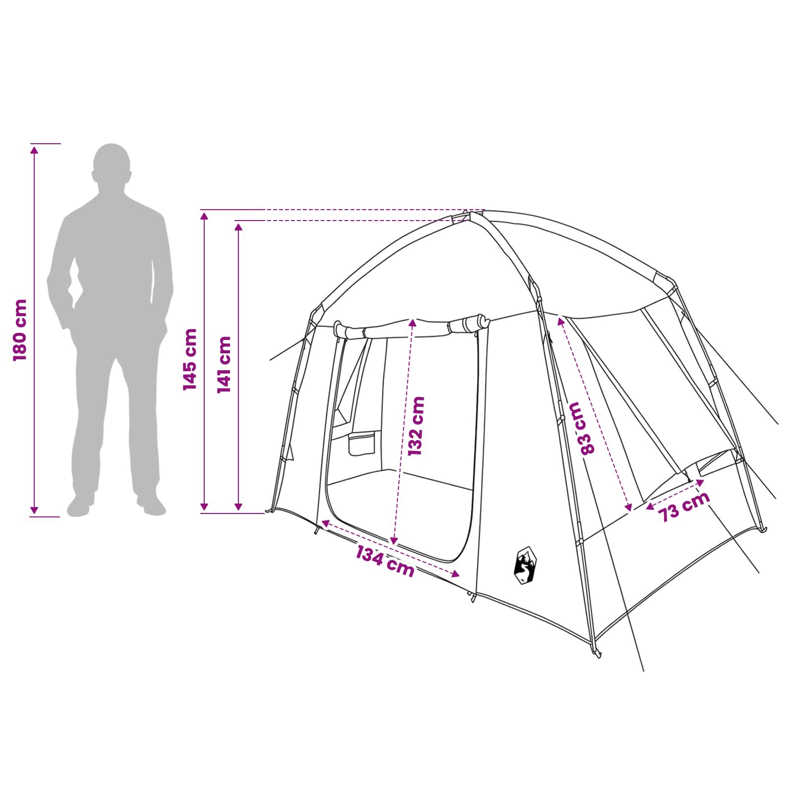 vidaXL Cabin Tent Grey and Orange 210 x 210 x 138 cm Polyester