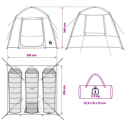 vidaXL Cabin Tent Grey and Orange 210 x 210 x 138 cm Polyester