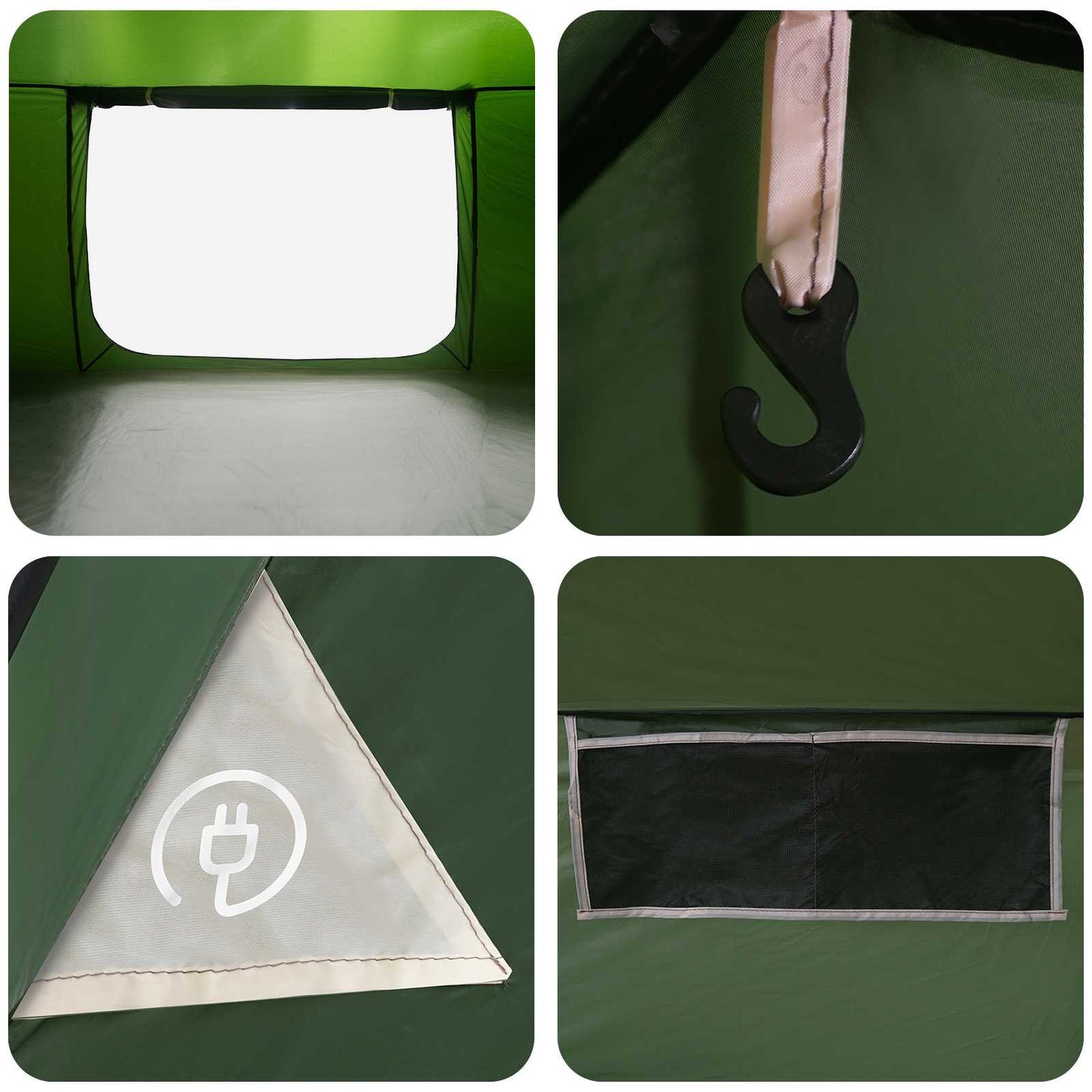 vidaXL Cabin Tent with Roof Green 300 x 210 x 156 cm Polyester