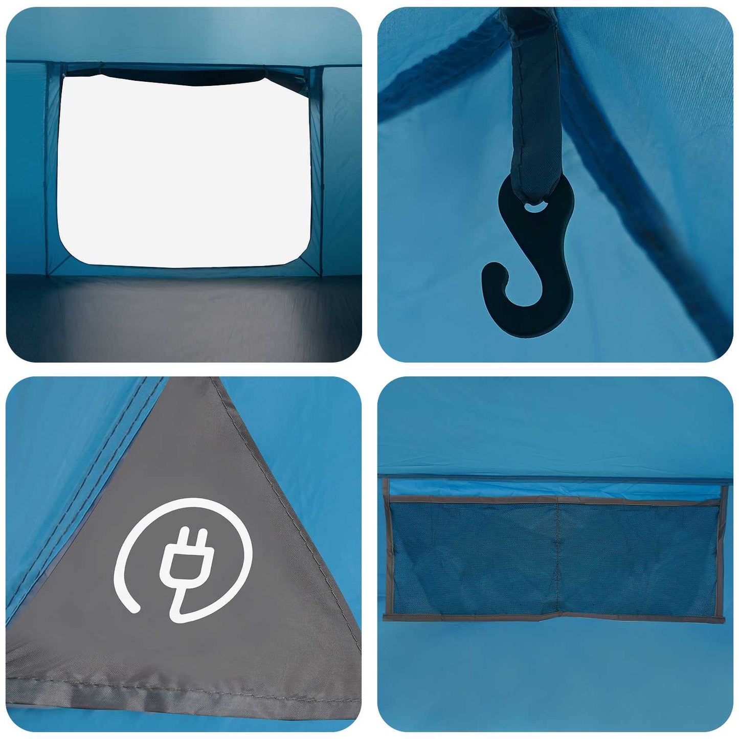 vidaXL Cabin Tent with Roof Blue 300 x 210 x 156 cm Polyester