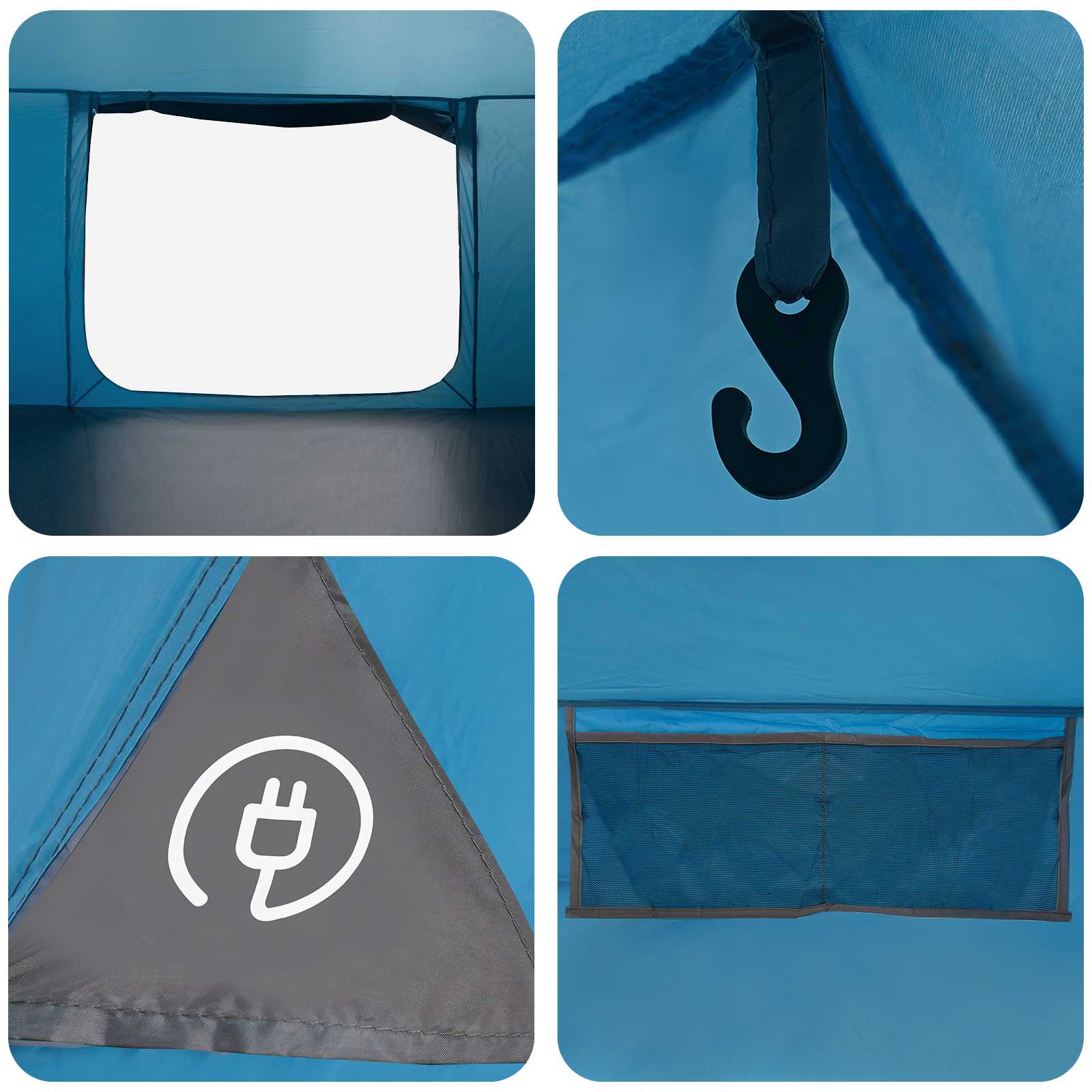vidaXL Cabin Tent with Roof Blue 300 x 210 x 156 cm Polyester