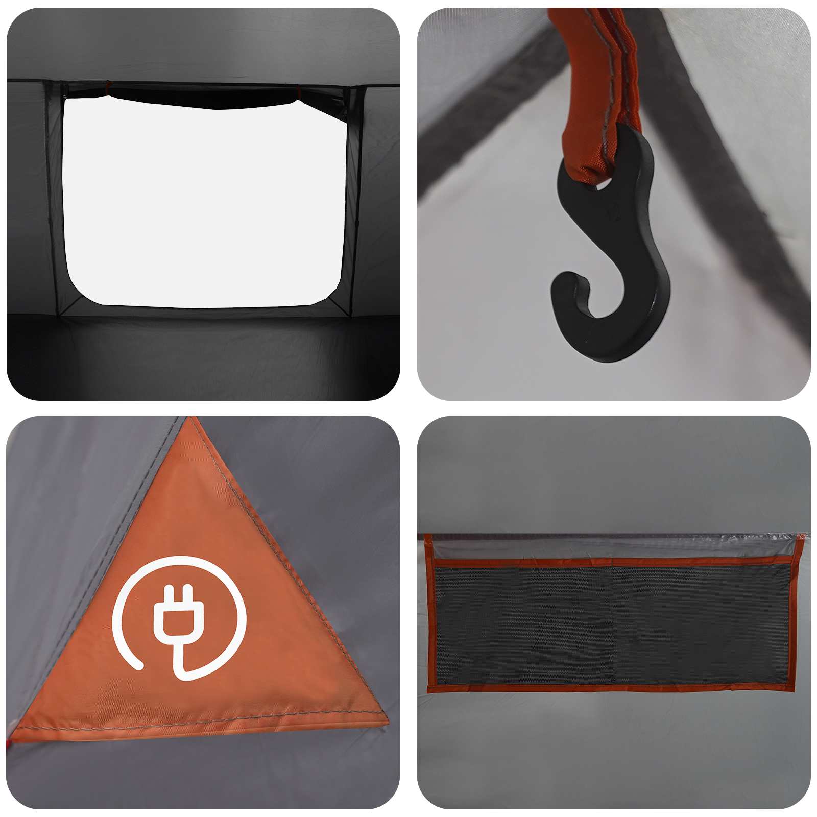 vidaXL Cabin Tent Grey and Orange 300 x 210 x 156 cm Polyester