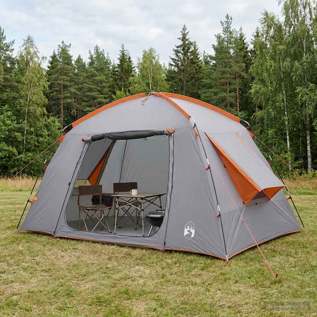 vidaXL Cabin Tent Grey and Orange 300 x 210 x 156 cm Polyester