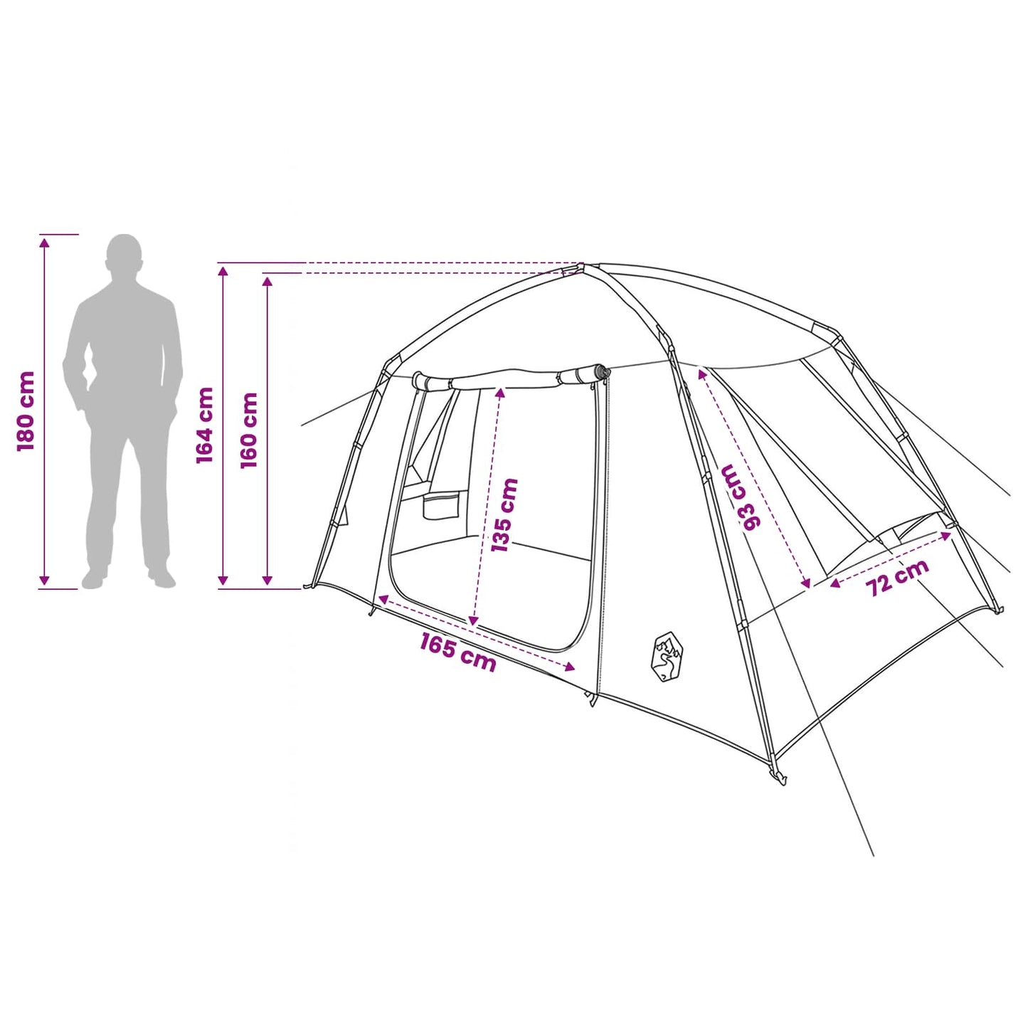 vidaXL Cabin Tent Grey and Orange 300 x 210 x 156 cm Polyester