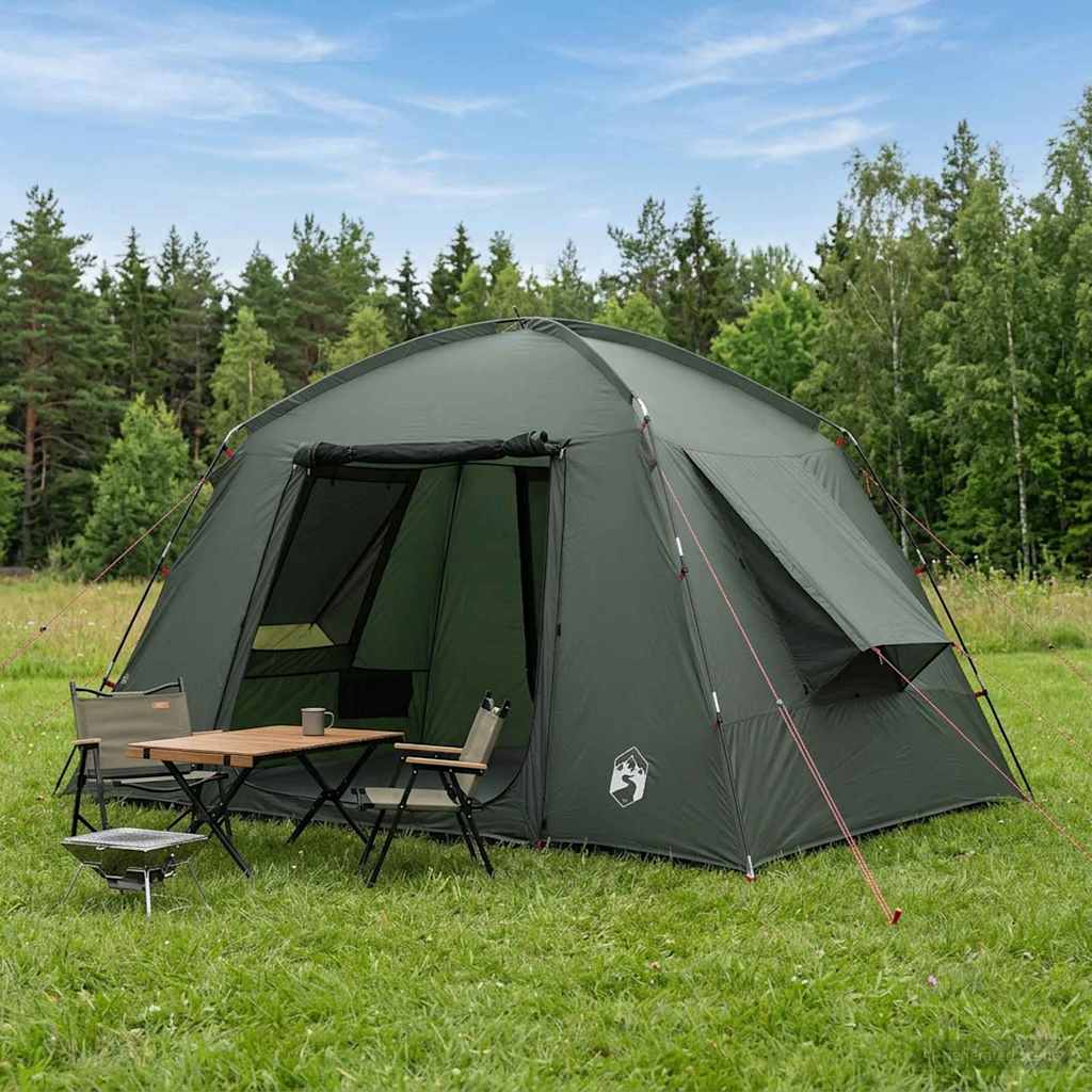 vidaXL Cabin Tent with Roof Army Green 300 x 210 x 156 cm Polyester