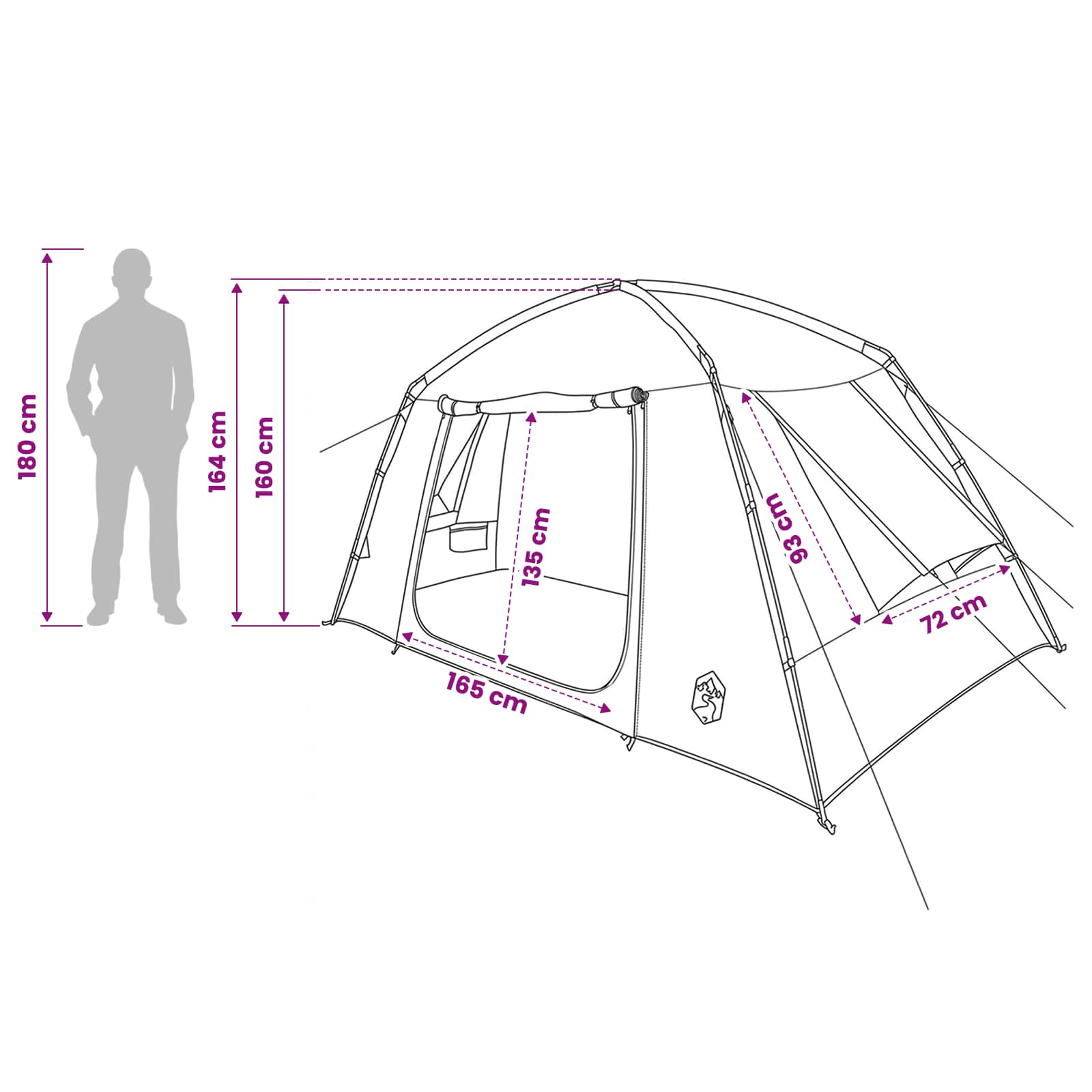 vidaXL Cabin Tent with Roof Army Green 300 x 210 x 156 cm Polyester