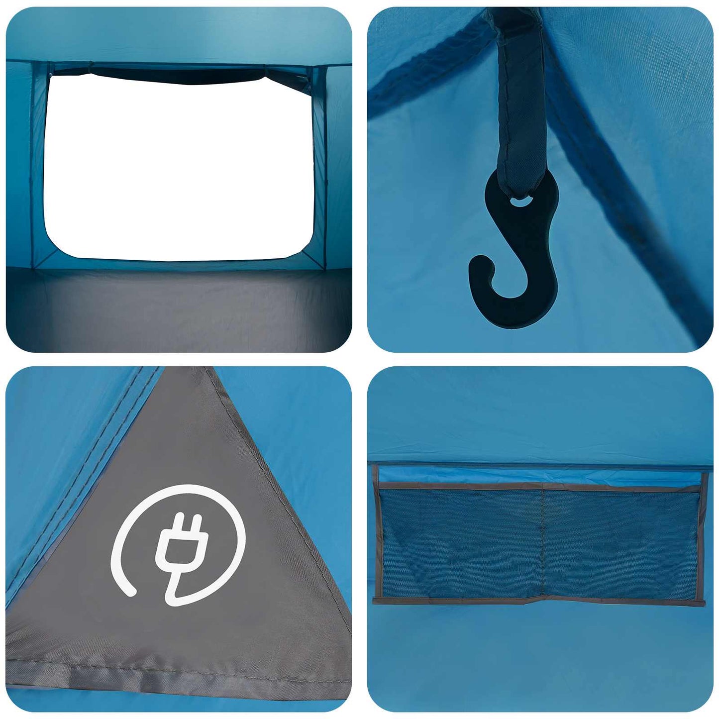 vidaXL Cabin Tent with Roof Blue 400 x 210 x 180 cm Polyester