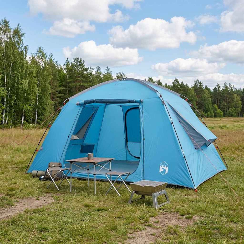 vidaXL Cabin Tent with Roof Blue 400 x 210 x 180 cm Polyester