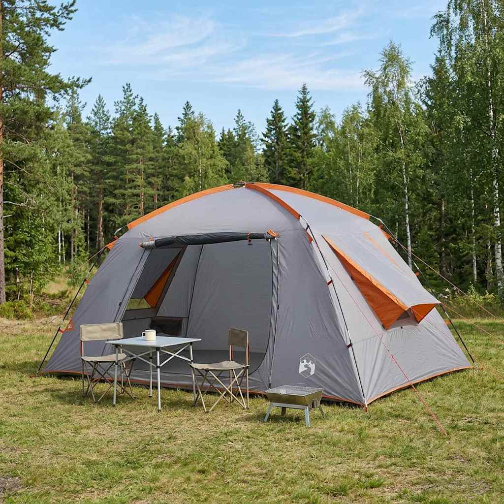 vidaXL Cabin Tent Grey and Orange 400 x 210 x 180 cm Polyester