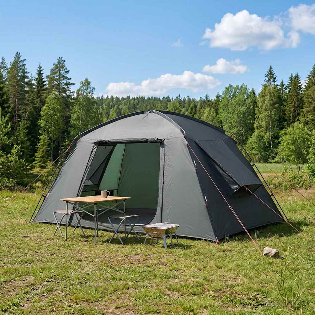 vidaXL Cabin Tent with Roof Army Green 400 x 210 x 180 cm Polyester