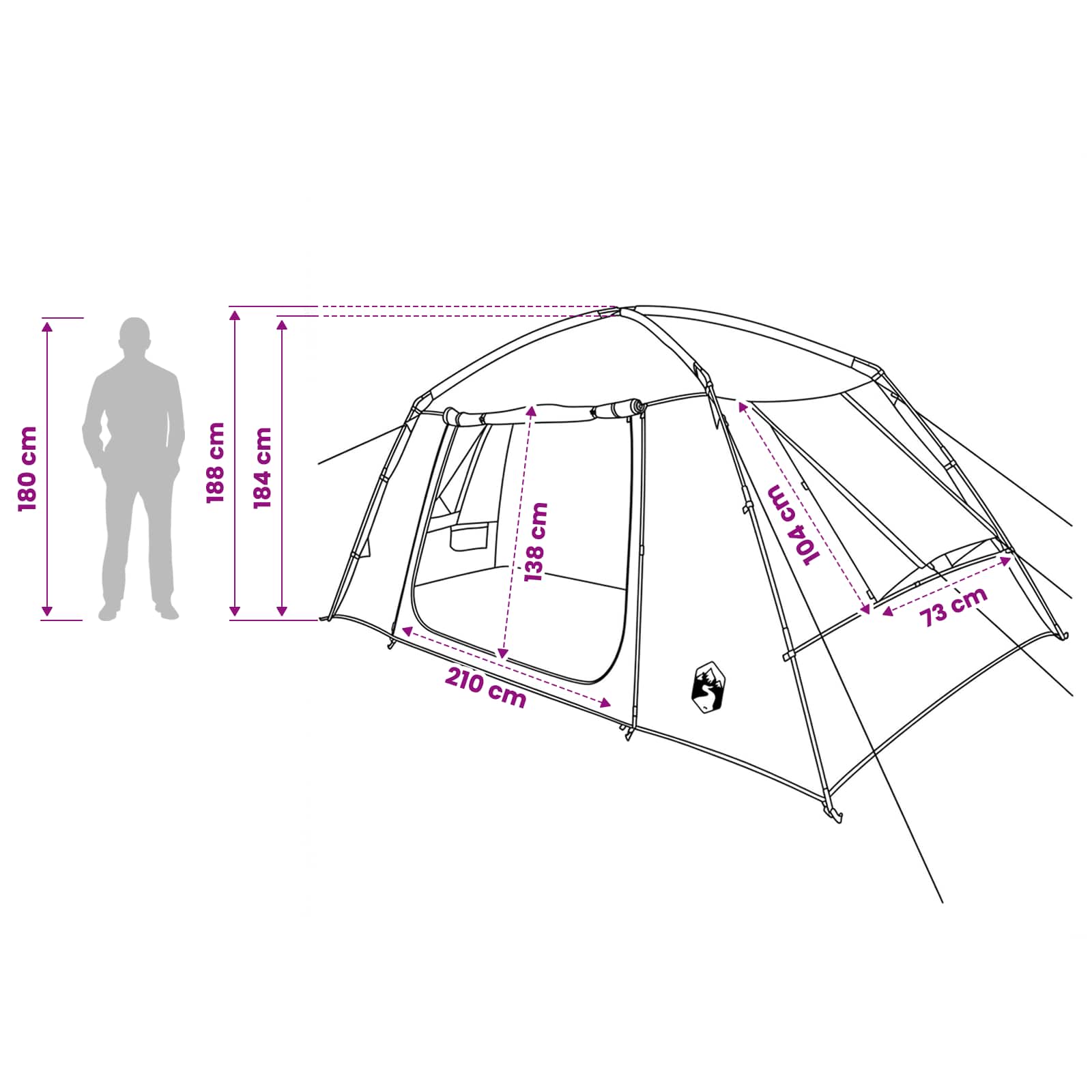 vidaXL Cabin Tent White Blackout 400 x 210 x 180 cm Polyester