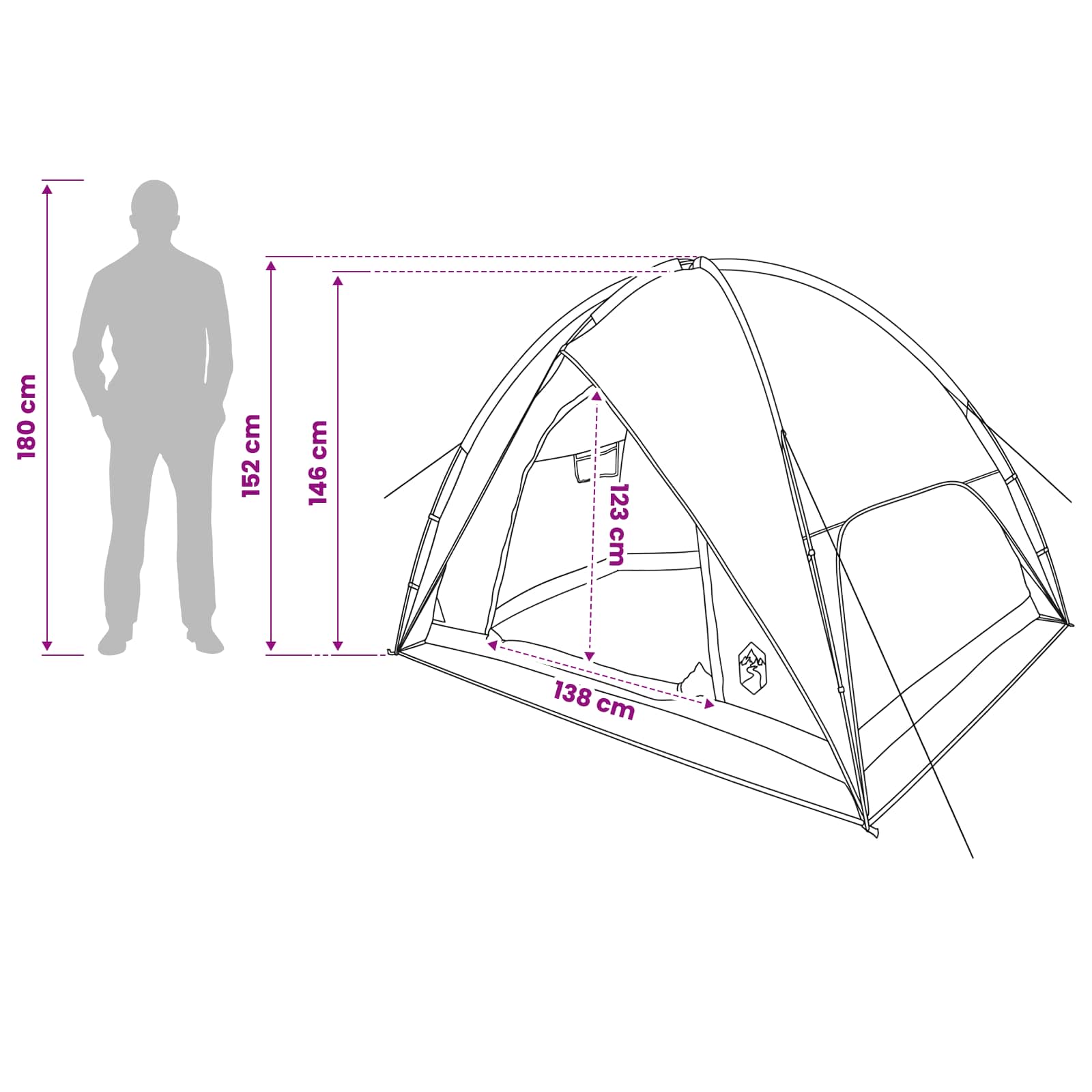 vidaXL Camping Tent with Rainfly Water-resistant 4-Person Blue - 245 x 245 x 149 cm