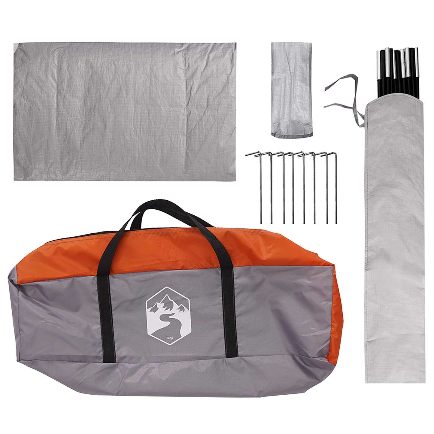 vidaXL Camping Tent with Rainfly Water-resistant 4-Person - Grey - 245 x 245 x 149 cm